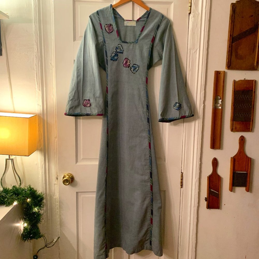 Vintage 70's Embroidered Maxi dress